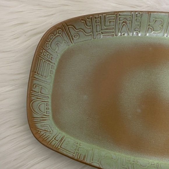 Vintage Frankoma Tan and Brown Ceramic Tray - Picture 4 of 5